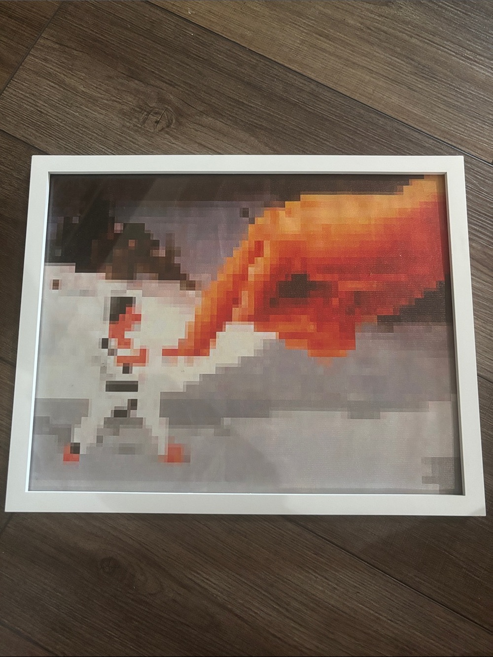 Abstract Pixel Art Print with Orange Accent - Home Art